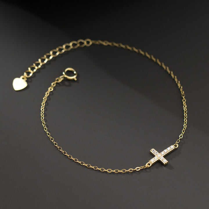 Bracelet croix pour femmes sterling fin diamant diamant luxe conception de luxe simple niche