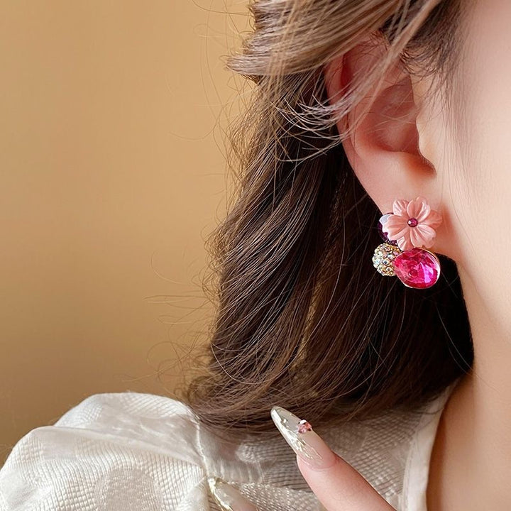 Винтажный цветовой контрастный бриллиантовый цветок серьги моды