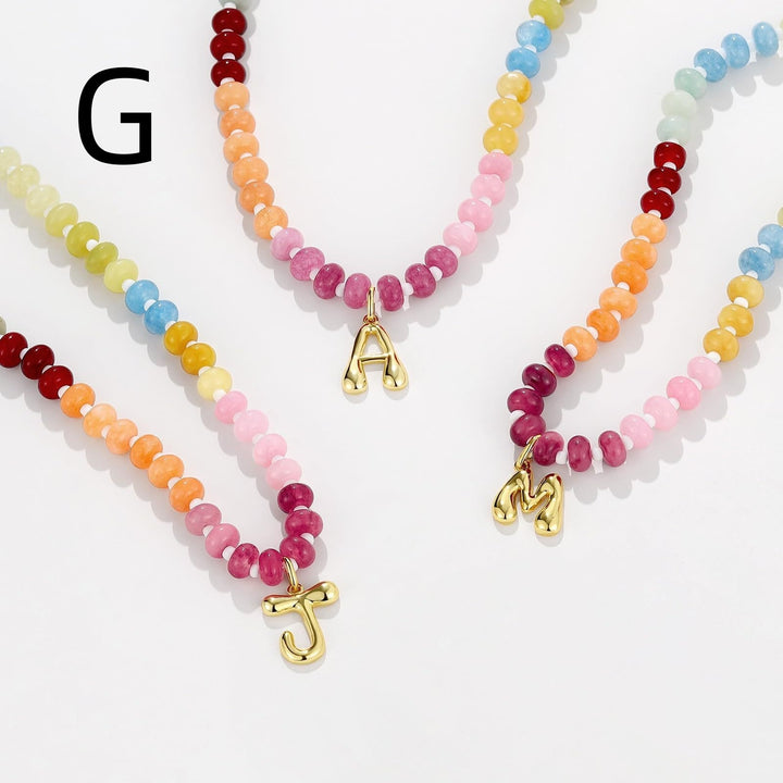 26 Bubble Letter Pendant Collier Abacus Beads Collier