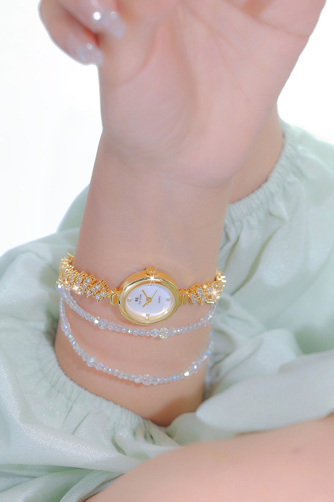 Mermaid Light Luxury Diamond kleine Gold- und Silberkette Uhr