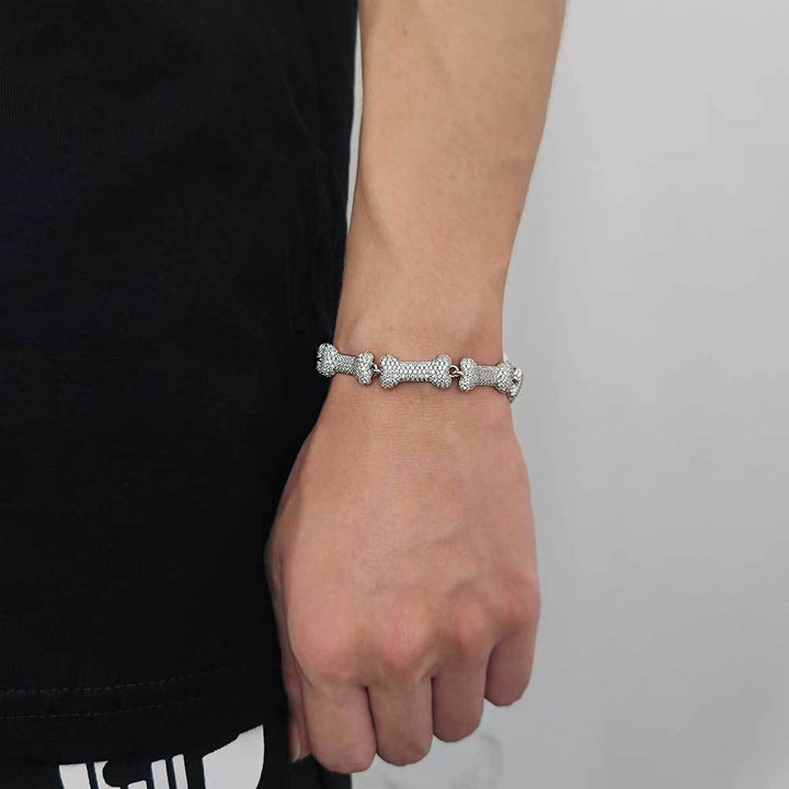 Cruth cnámh hip hop fir agus mná bracelet iomlán zircon