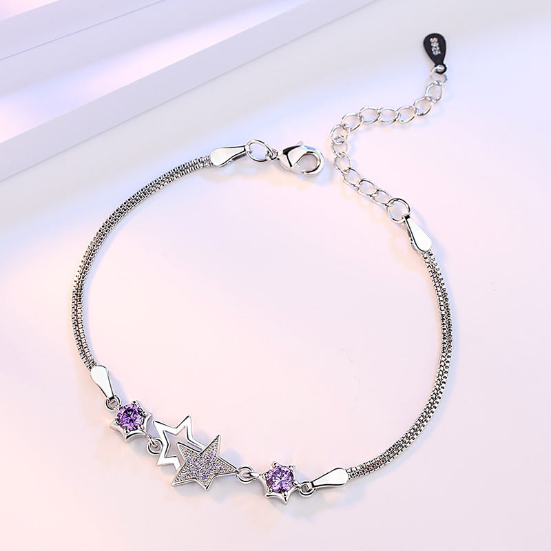Women's Fashion Simple Crystal Zirconium Luck In Love Affairs Bracelet