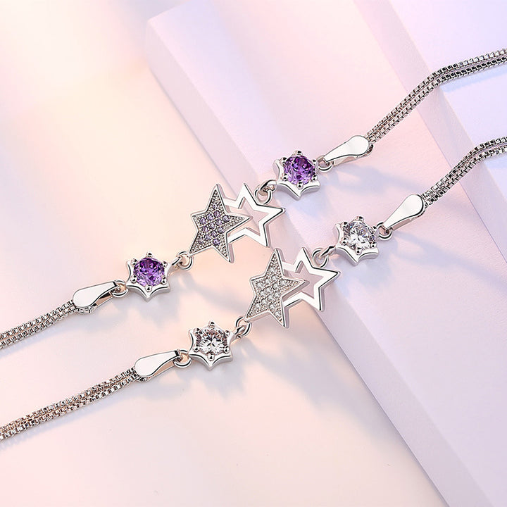 Women's Fashion Simple Crystal Zirconium Luck In Love Affairs Bracelet