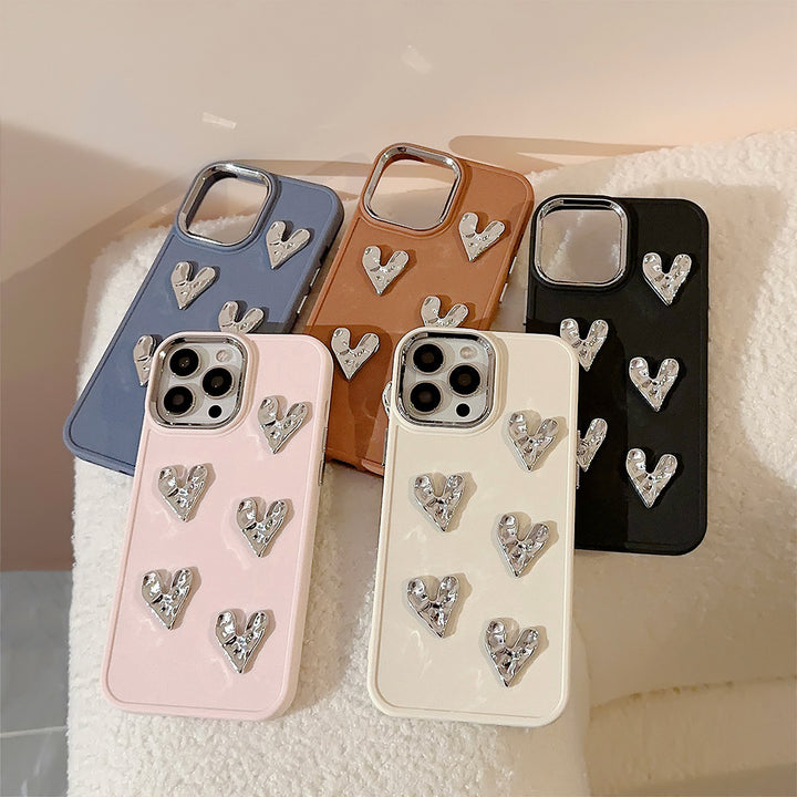 Pleated Metallic Electroplating Heart Mobile Phone Shell