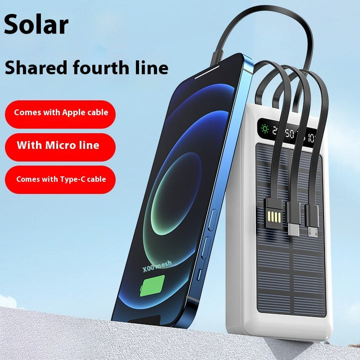 Solar With Cable Power Bank 30000 MA Mobile Power Supply