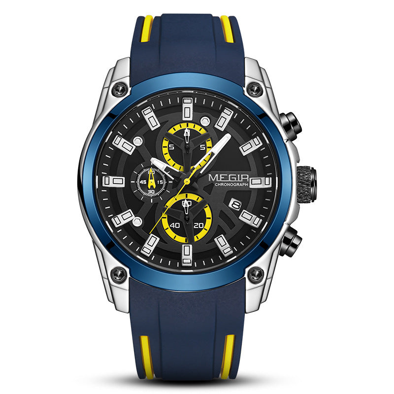 Multifunctionele timing Sports Silicone Men's Quartz Sports Watch