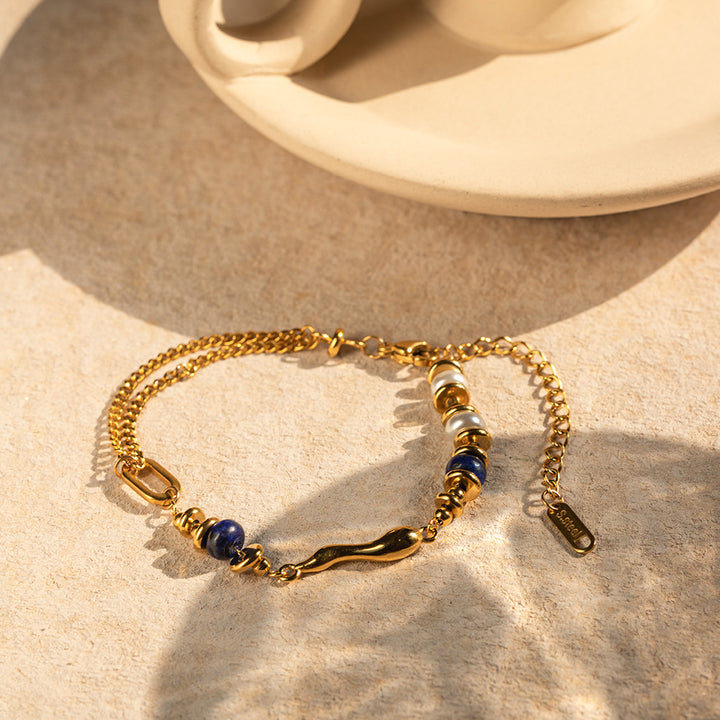 Bracelet de chute d'eau en pierre en or pour femmes