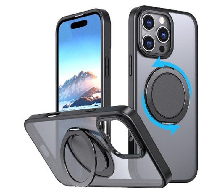 Magnetic Transparent 360 Rotating Bracket With Fulcrum Drop-resistant Phone Case