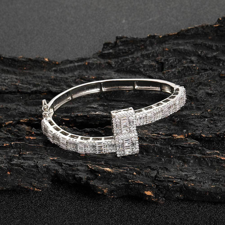 Men's Mixed Inlaid T-Square Zircon Bracelet