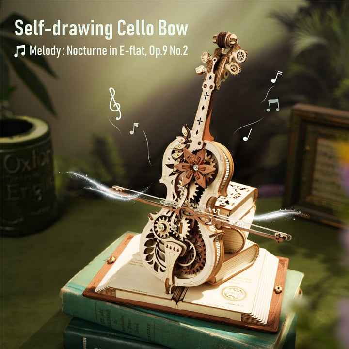 RoboTime Rokr Magic Cello Mechanical Music Box Movable STEM Funny Creative Toys for Child Girls 3D Holz Puzzle Amk63