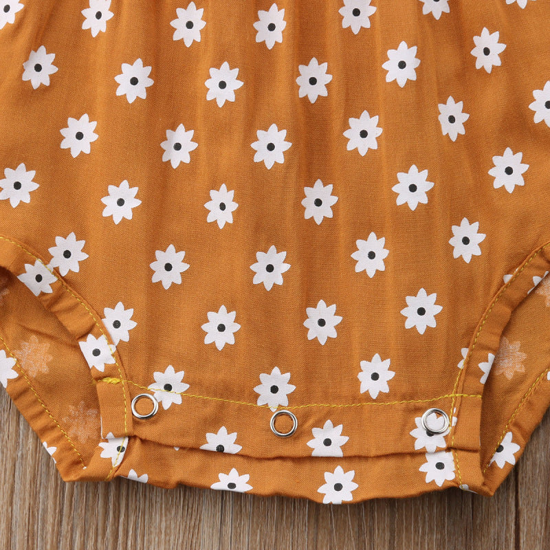 Leora رومبير صيفي لحديثي الولادة طفلة حزام Bowknot الأزهار رومبير البولكا نقطة بذلة وتتسابق Sunsuit