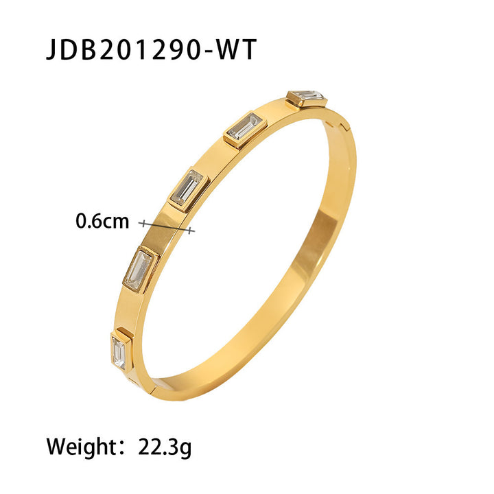 Fashionable And Versatile Gold-plated Stainless Steel Bracelets With Zirconia