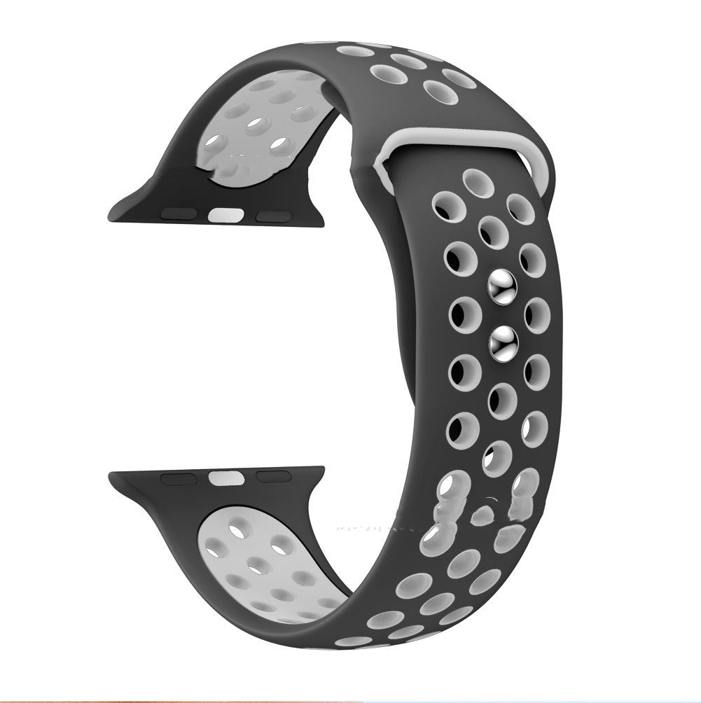 Two-Tone Double Nails Round Hole Silicone Strap Sport Style