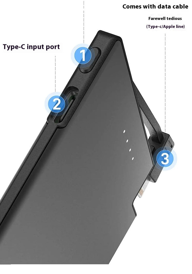 Ultra-thin Compact Portable With Cable Mobile Power Supply