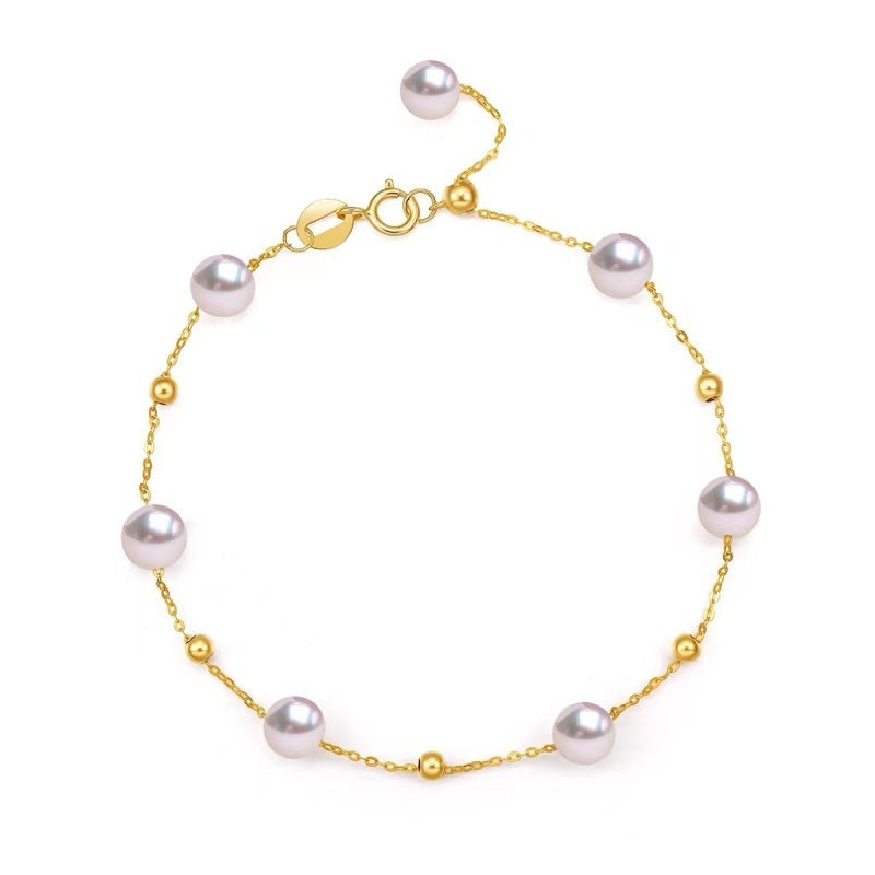 18k Gold Star Pearl Bracelet