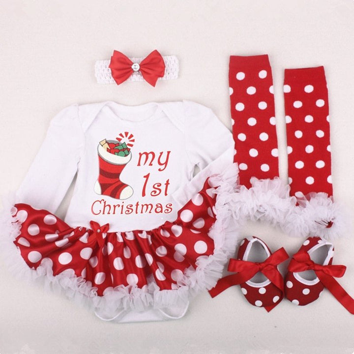 Dört parçalı Noel hediyesi yenidoğan giyim seti bebek