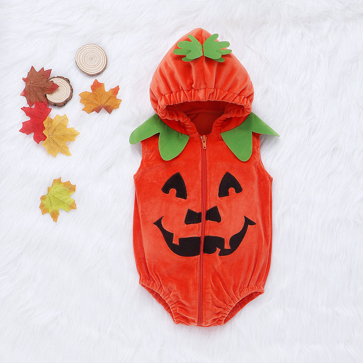 Children's Halloween Pumpkin Jumpsuit Cute Sleeveless