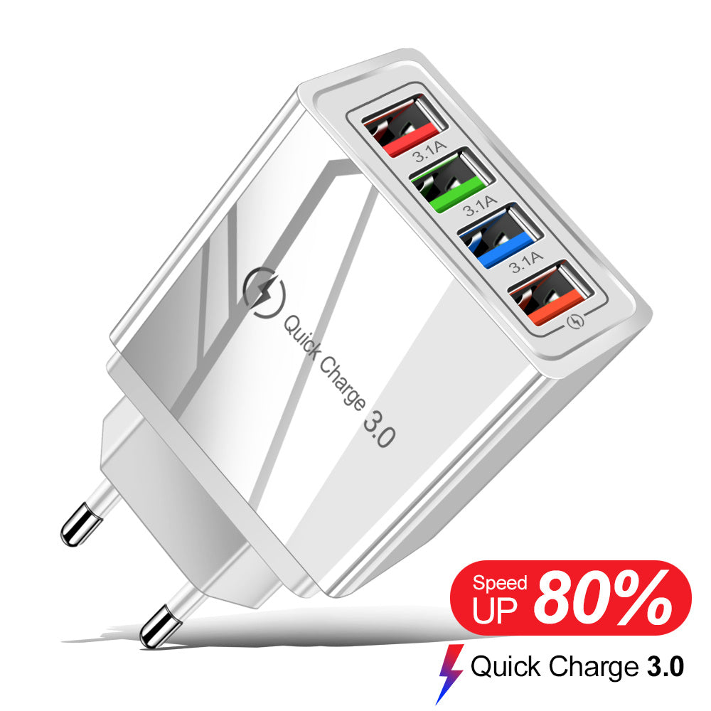 USB Charger Quick Charge 3.0 4 Telefoonadapter voor tablet Portable Wall Mobile Charger Fast Charger