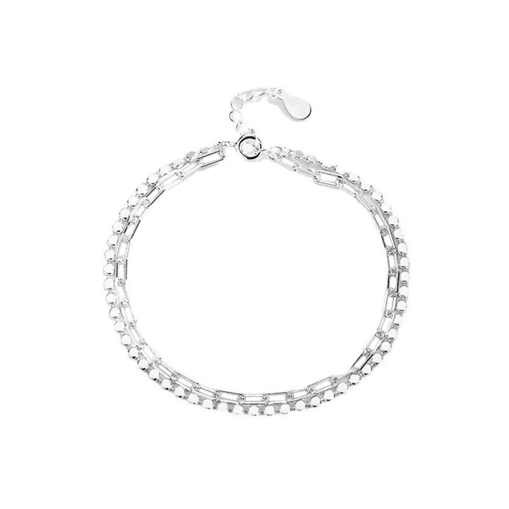 Brazalete brillante de doble capa apilamiento de plata esterlina