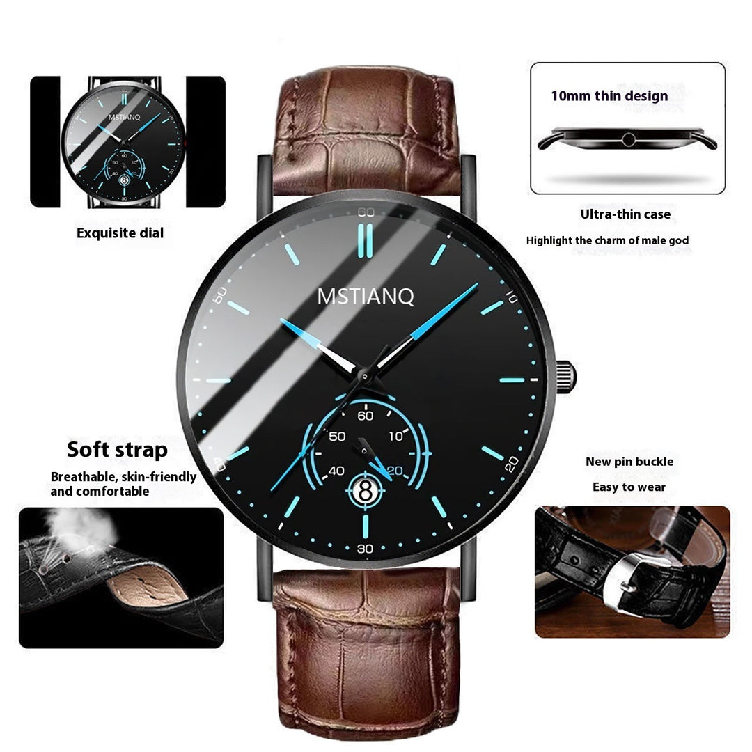 Trade Watch Stylish Black Technology Belt Raffinierte Stahl Korean Casual Calender