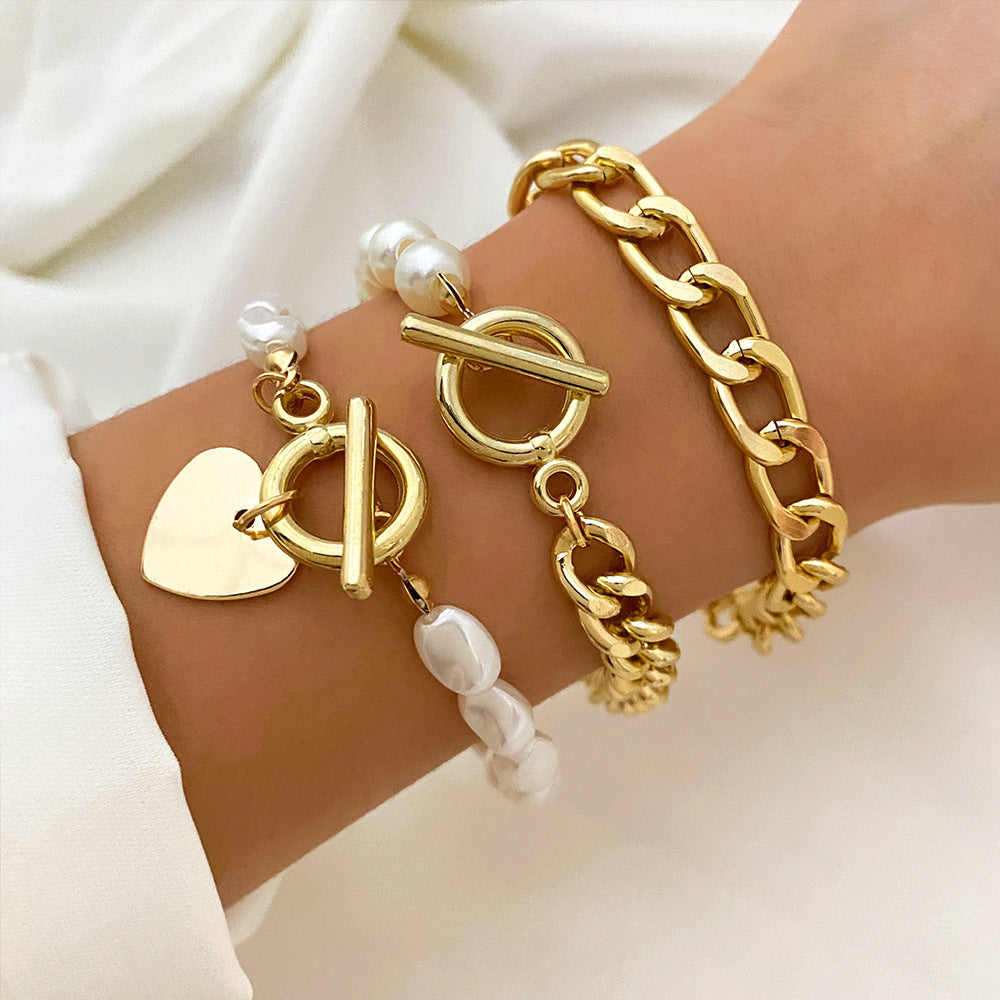 Pulsera de la cadena de perlas de amor múltiple Traje de mujeres