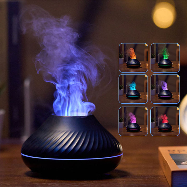 O mais novo RGB Flame Aroma Difusor 130ml 3d Flama Colorida Umidificadora Vulcão Fire Flame Difusor