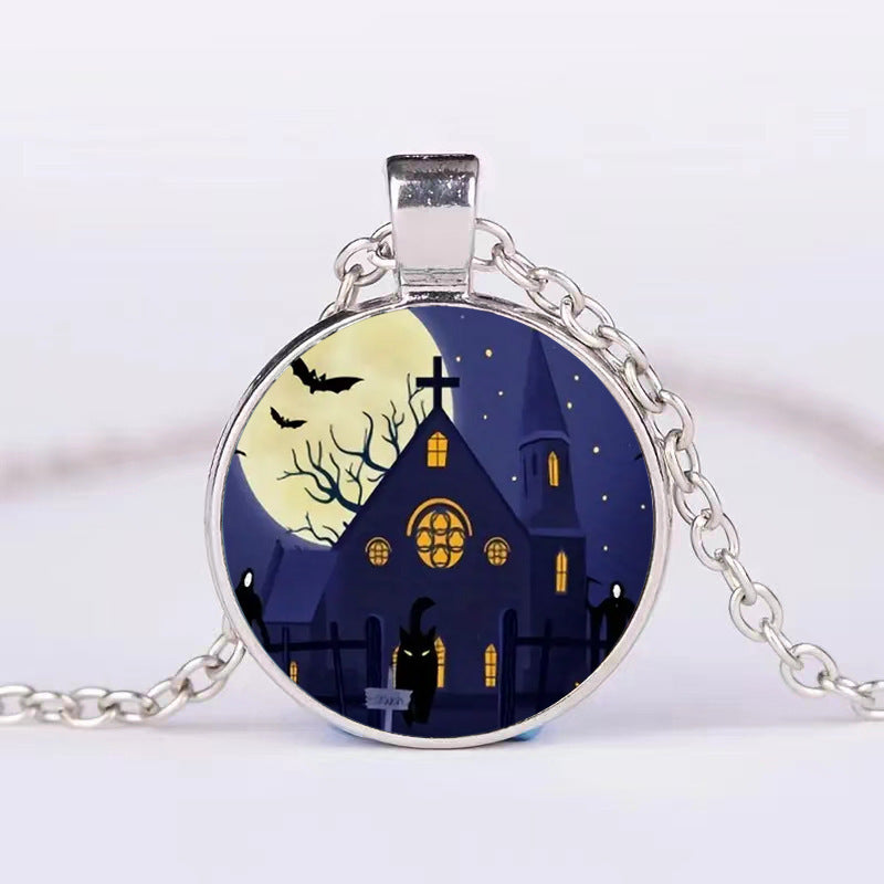 Halloween Round Pumpkin Ghost Bat ketting mannen en vrouwen persoonlijkheid sleutelbeen ketting mode sieraden accessoires