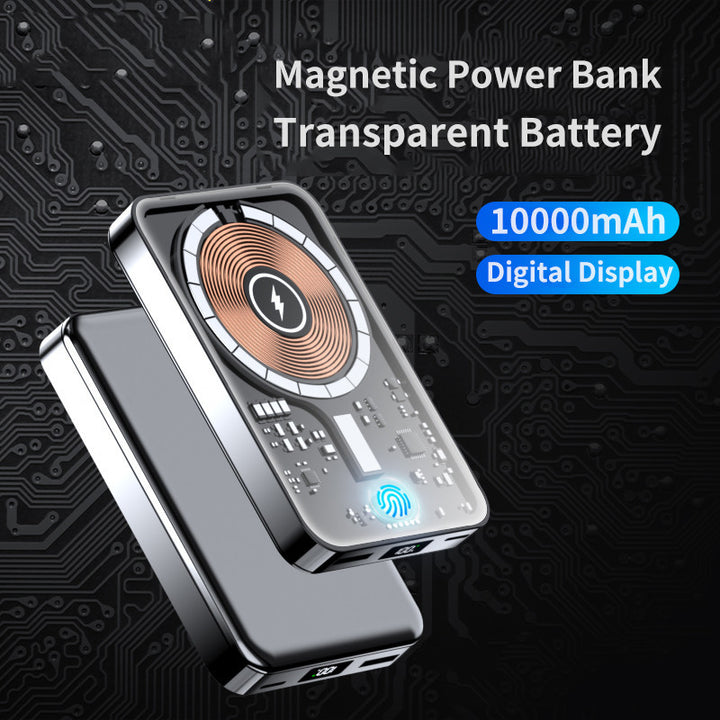 Banco de energía magnética transparente 22.5W Cargo rápido