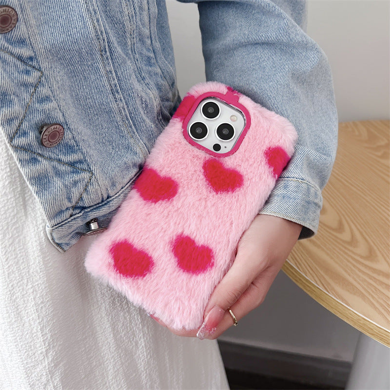 Japan en Zuid -Korea Plush Loving Heart Phone Case