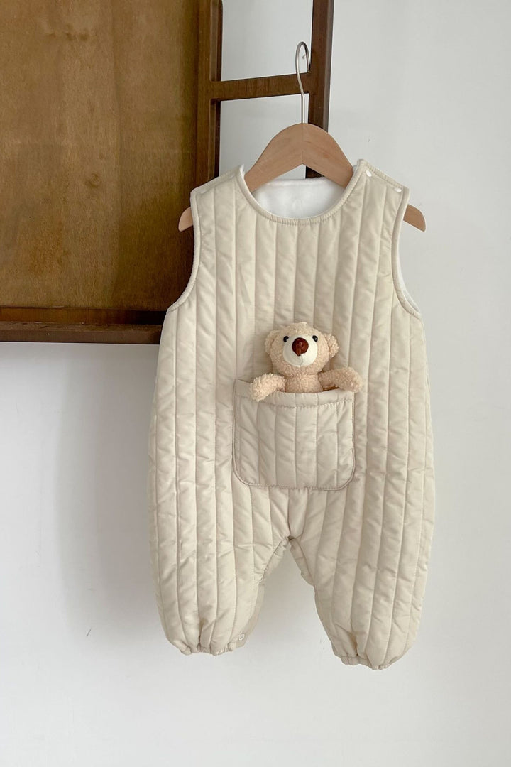 Baby Warm All-match Quilted Romper Tide