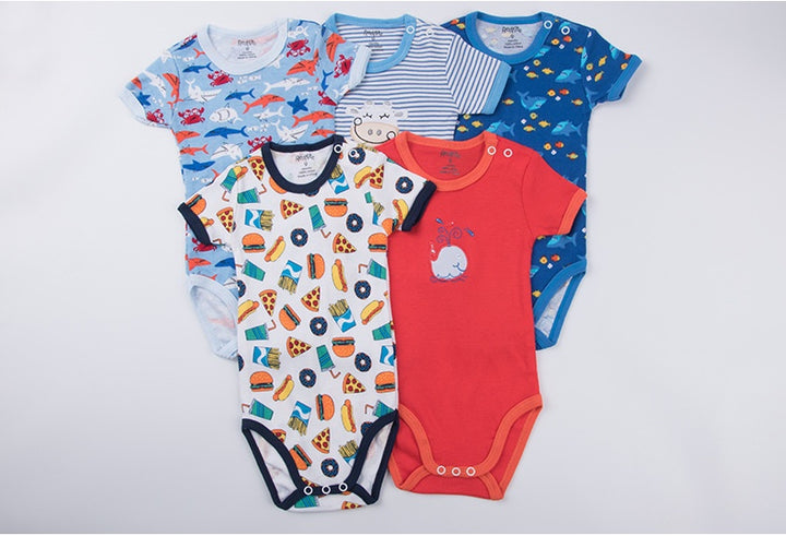 Bomulls baby kort ärm bodysuit