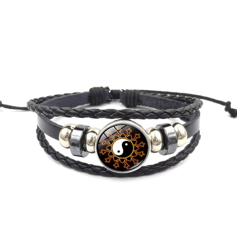 Retro punk met meerlagen van mannen met meerlagen kralen weven armband