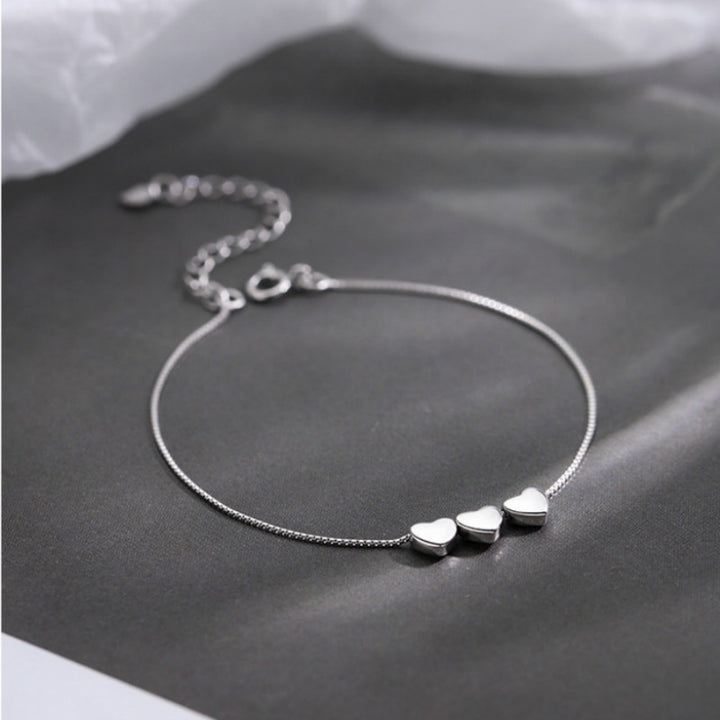 925 Silver Plated Heart  Women's Bracelet Niche