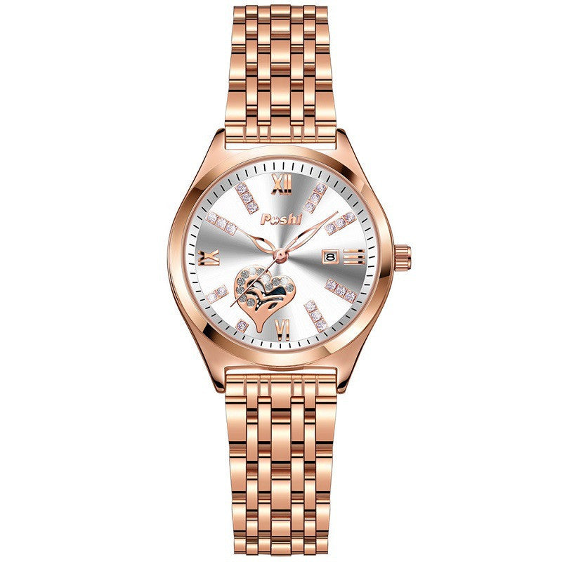 Moda de la mujer Reloj luminoso del calendario impermeable casual