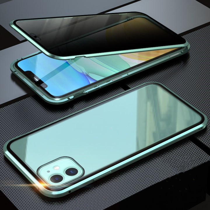 Étui de téléphone mobile à magnéto en verre double face