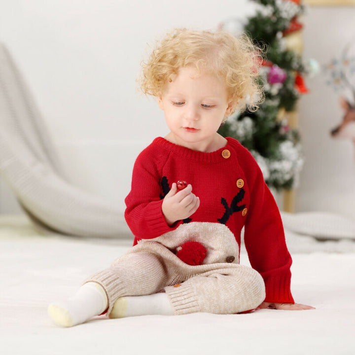 Garçons et filles en tricot de dessin animé de cerf pulvérisateur de Noël