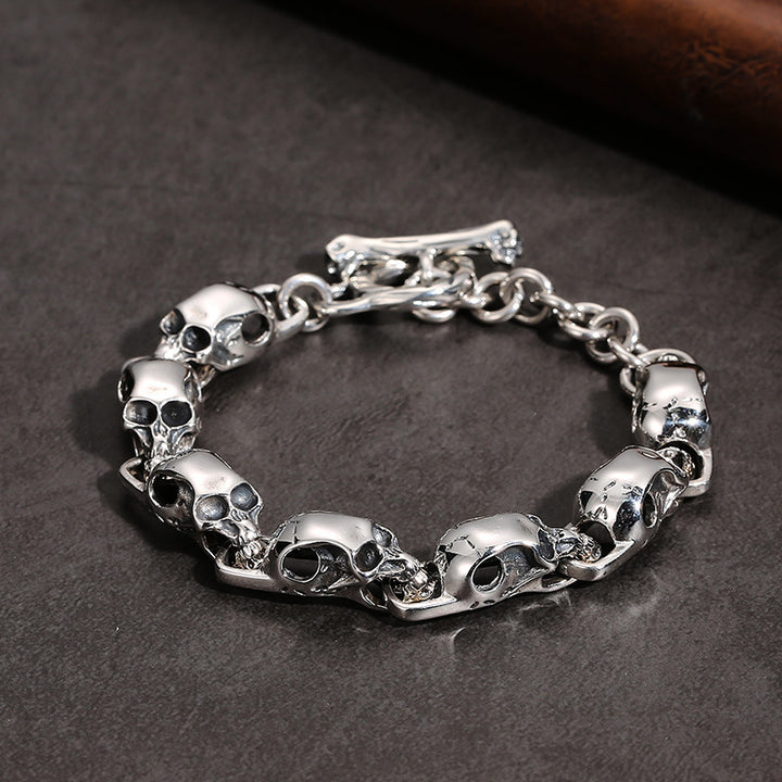 S925 Sterling Silver Punk Skull -armband