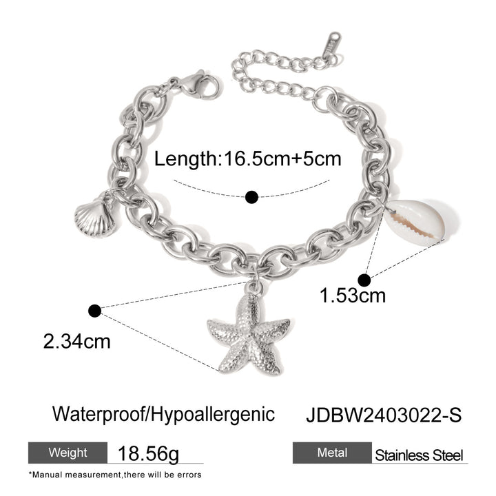 Stainless Steel Starfish Shell Conch Bracelet For Women Fashion Beach Bracelets Birthday Jewelry Gifts