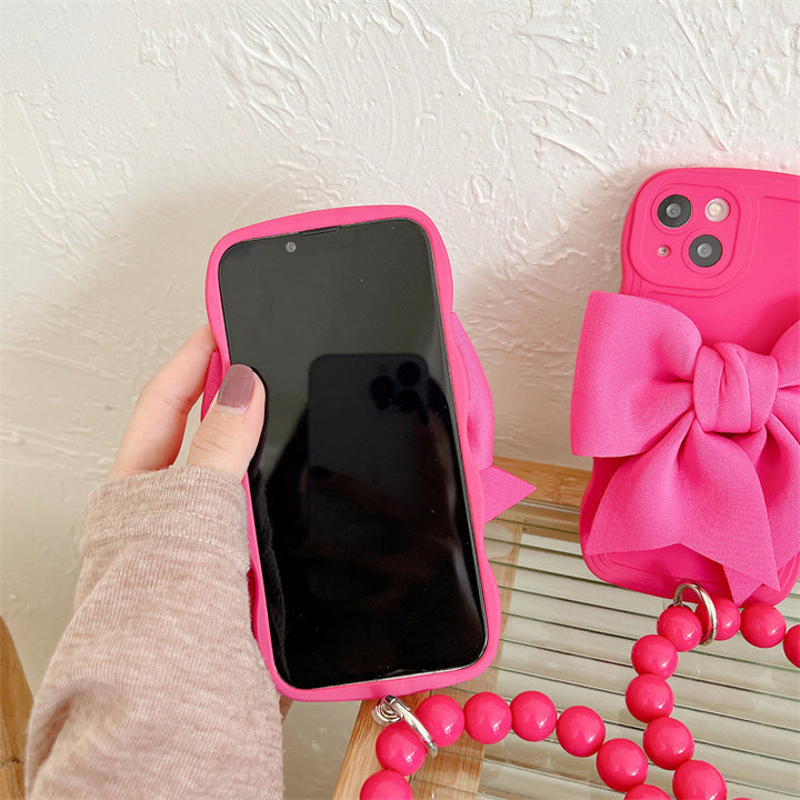 Big Wave Silicone Bow Beads Chain Phone Case