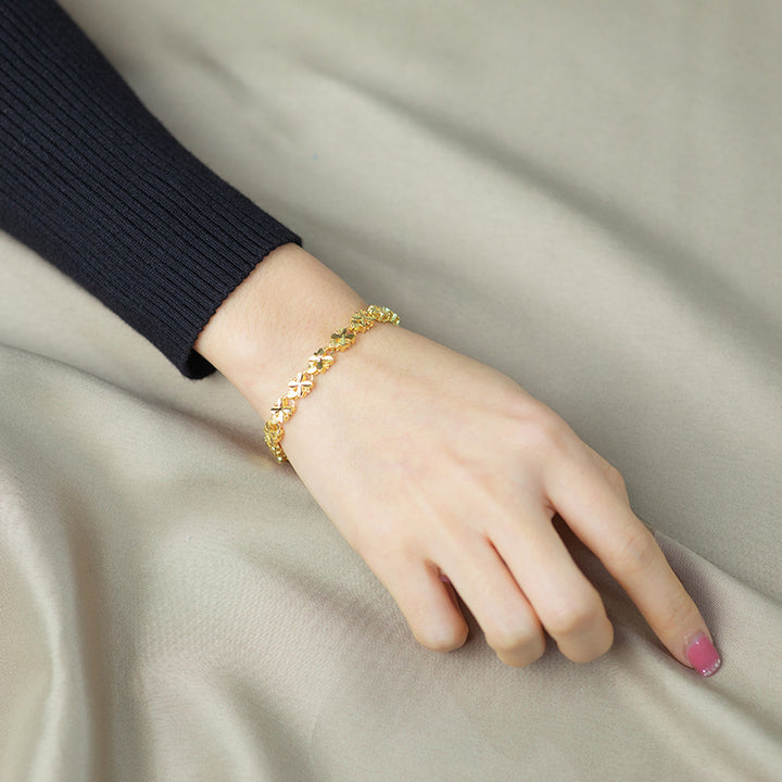 Women's Fashion Simple Retro Four Leaves Clover Bracelet