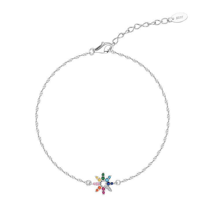 Bracelet en argent sterling pour femmes conception d'intérêt spécial Fleurs de zirconium incrustées