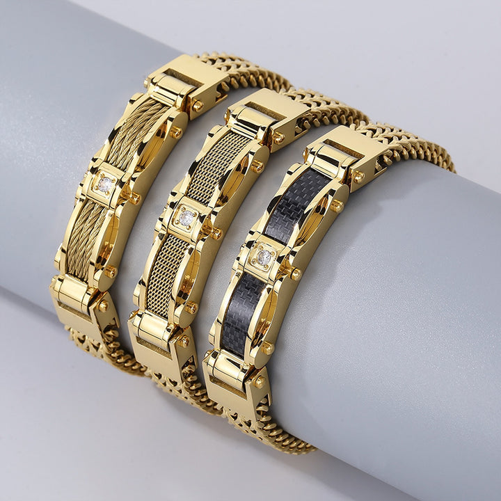 Bracelet pour hommes en acier inoxydable créatif de la mode New Gold