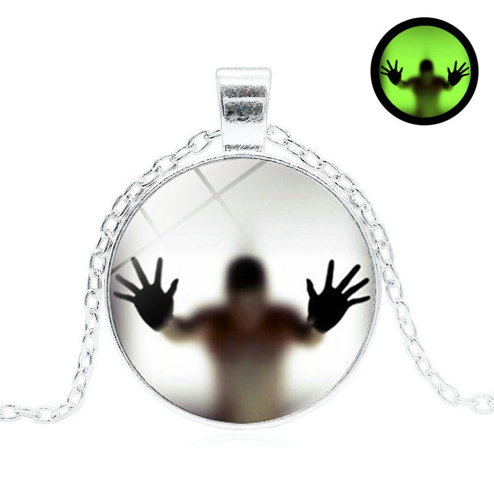 Rund lysande halsband Halloween Personlighet CLAVICLE Pendant Vintage Sweater Chain Fashion Jewelry Accessories