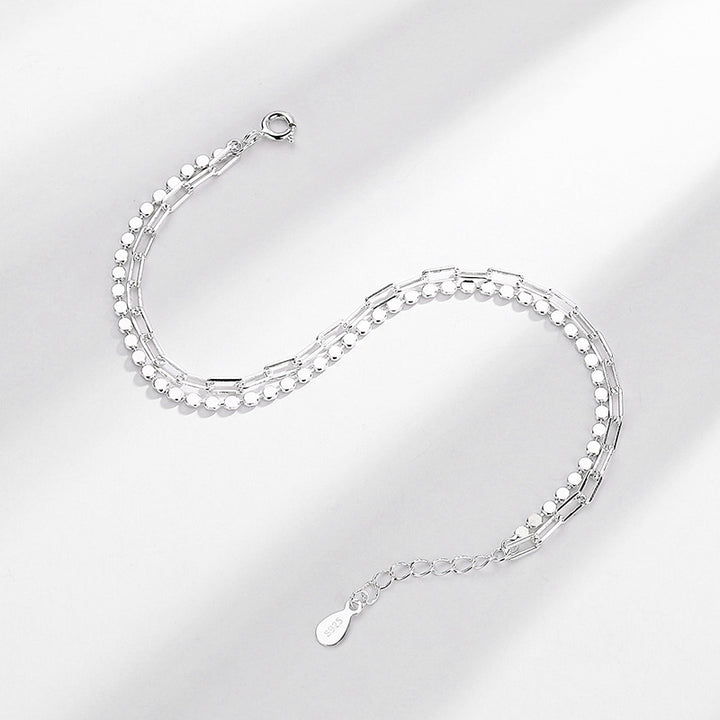 Bracelet brillant à double couche pour femmes en argent sterling pour femmes