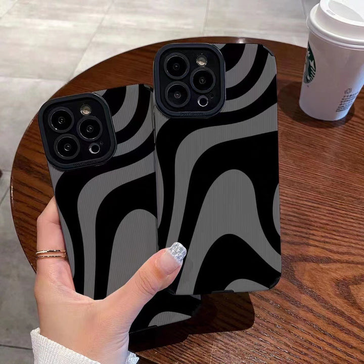 Caixa de telefone de silicone resistente ao padrão da zebra escura