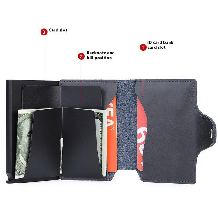 Thin Anti-degaussing Business Card Holder Automatic Pop-up Metal Card Bag