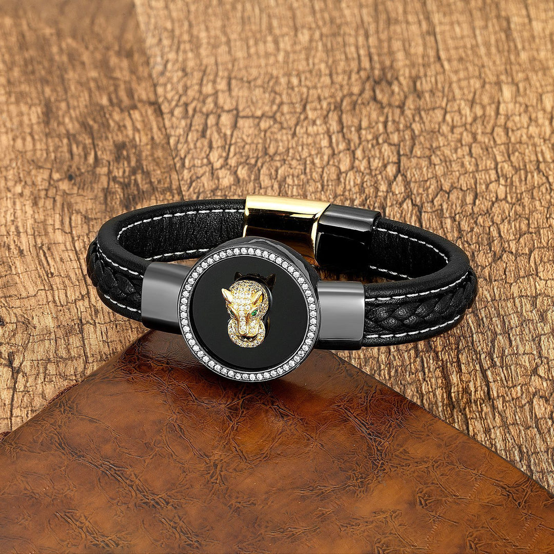 Hebilla de acero inoxidable para hombres Simple Round Zircon Bracelet