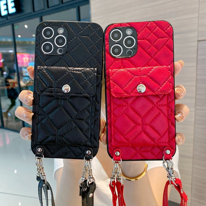 Lingge Card Bag Card Personalized Leather Mobile Phone Case