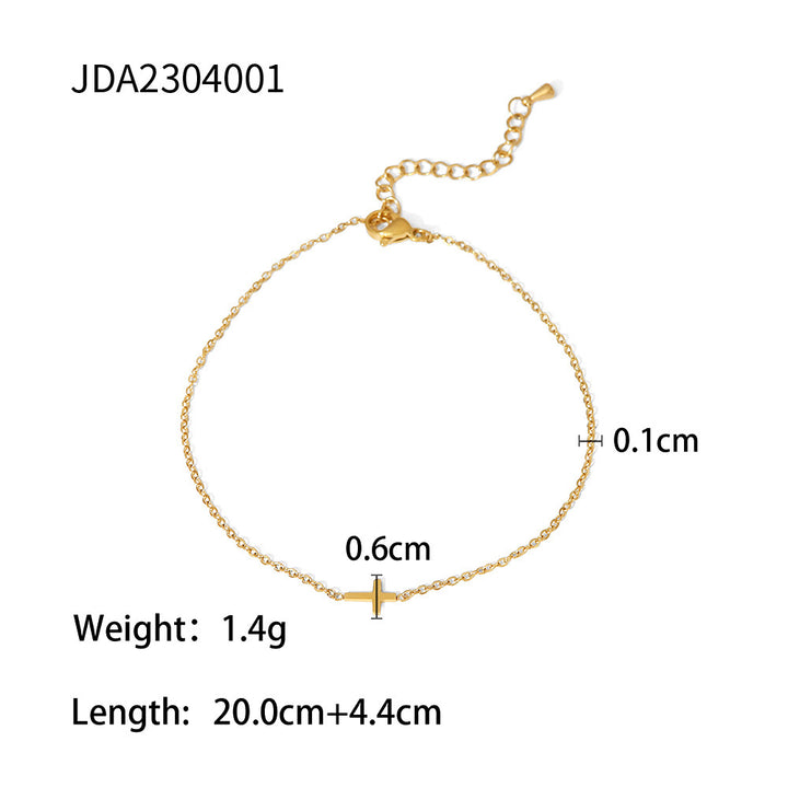 Retro 18k Gold Cross Fine Feet Chain