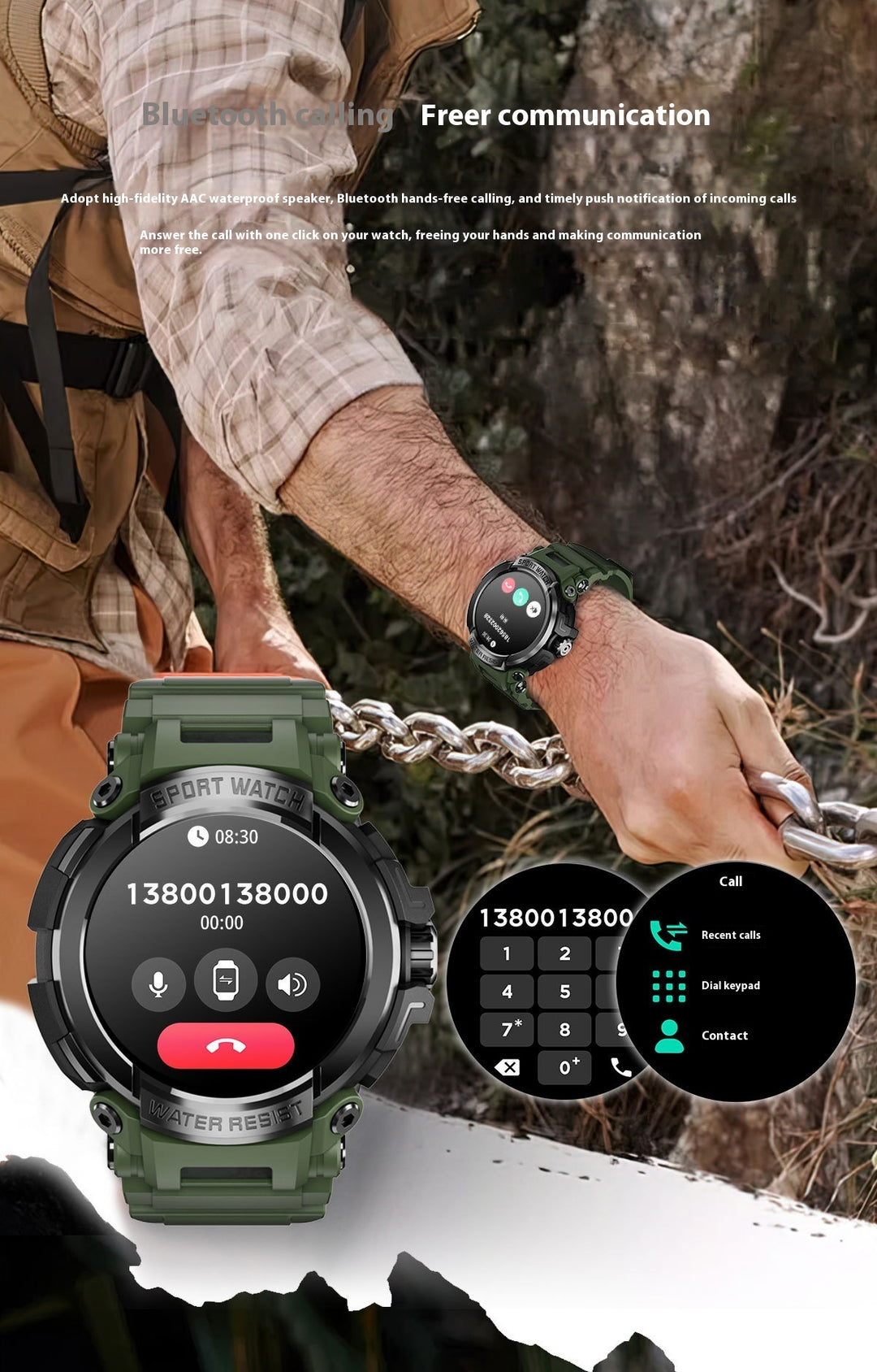 Smart Watch Bluetooth nennen Herzfrequenz Blutdruck Blut Sauerstoff Schlafüberwachung